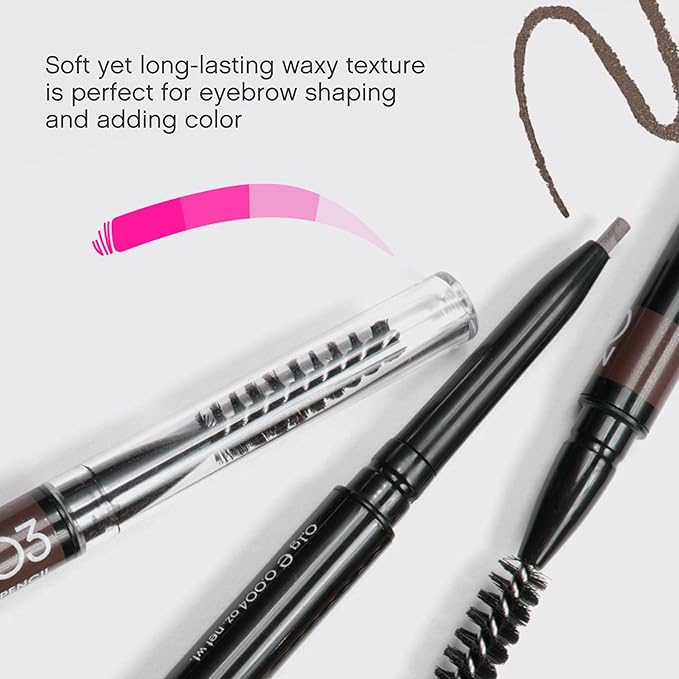 Vivienne Sabó Brow Arcade Eyebrow Pencil – Smudge-Proof Liner with Spoolie Brush, Micro Tip for Soft Definition and Natural-Looking Arches, Shade 03 Soft Brown, 0.035 oz