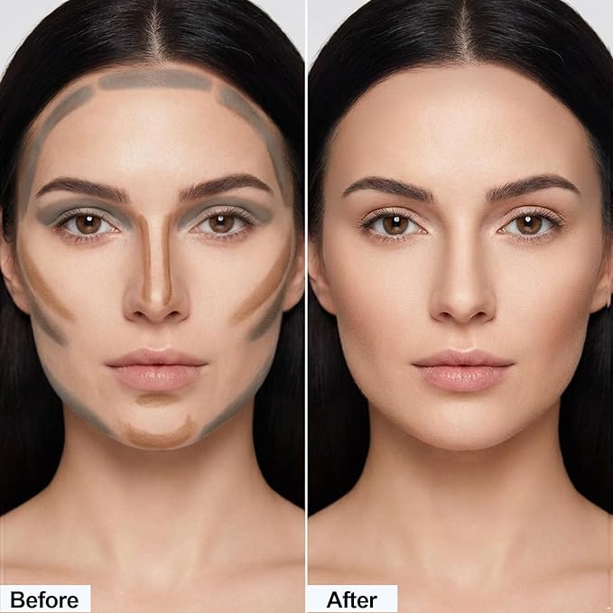 Erinde Dual Ended Liquid Contour Stick, Cool Toned Gray Contour & Warm Brown Bronzer, Lightweight Blendable Matte Cream Formula, Long Lasting Face Sculpting Makeup, Vegan & Cruelty-Free