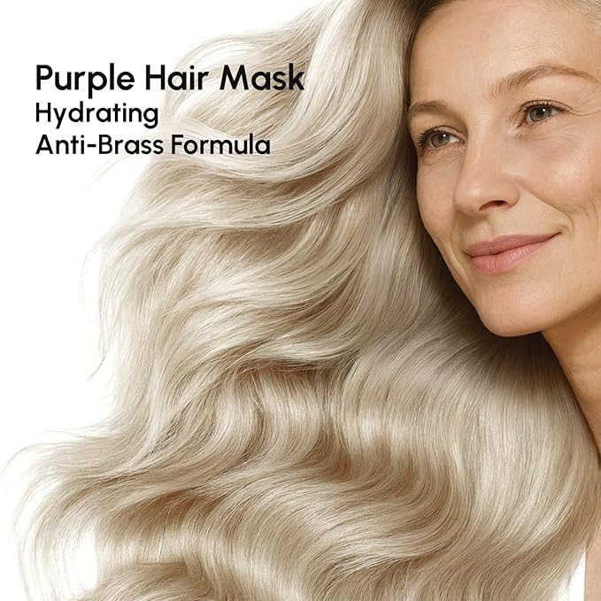 MAREE Deep Conditioning Purple Hair Mask for Blonde Hair – Purple Toner for Brassy, Bleached, Silver, or Color Treated Hair – Hair Repair Mask Keratin Hair Treatment – Matizador Para Cabello Rubio