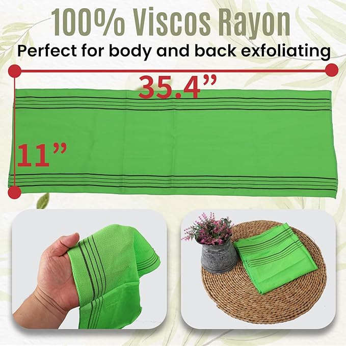 etreetowel Extra Large Size 35.4" x 11" (2 PCs) Korean Asian Exfoliating Bath Washcloths Mitt Scrub for Body and Back washcloth Glove Viscose Rayon Towel for Soft Skin