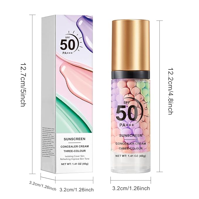 IONSGAKO 3 in 1 Primer for Face Before Makeup, SPF 50 PA+++, One Step Color Correcting Makeup Face Primer, Oil Control Moisturizing Sunscreen Makeup Color Corrector Facial Serum Radiance Skin