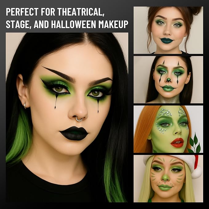SUSIKEKI Green Eyeshadow Palette with Mirror Lime Forest Emerald Tones Matte Shimmer 6 Colors Mini Eye Shadow Pallet Travel Size Highly Pigmented for Goth Fairy Joker Wicked Halloween Parties Makeup