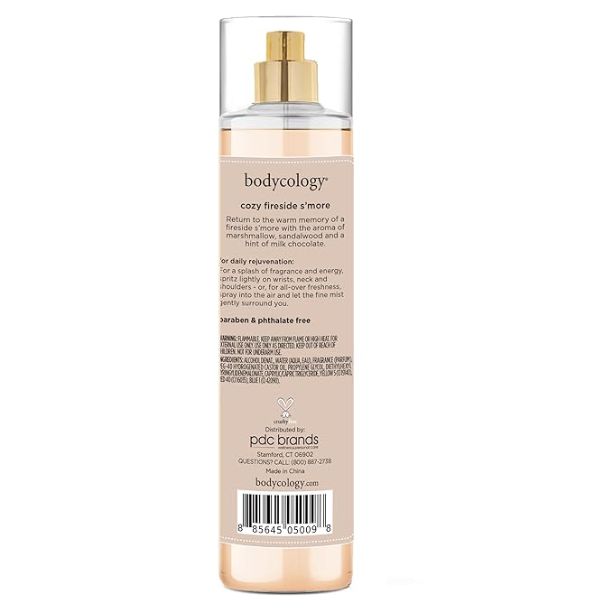Bodycology Long-Lasting Fragrance Body Mist, Cozy Fireside S'more, 8 fl oz