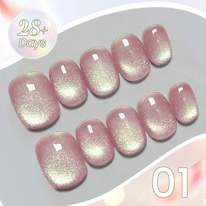 Born Pretty Cat Magnetic Eye Gel Nail Polish, Shimmer Glitter Holographic Auroas Gels Spring Summer Pink Green Blue Translucent, Gel Polish Set Manicure Salon Nails Art DIY at Home