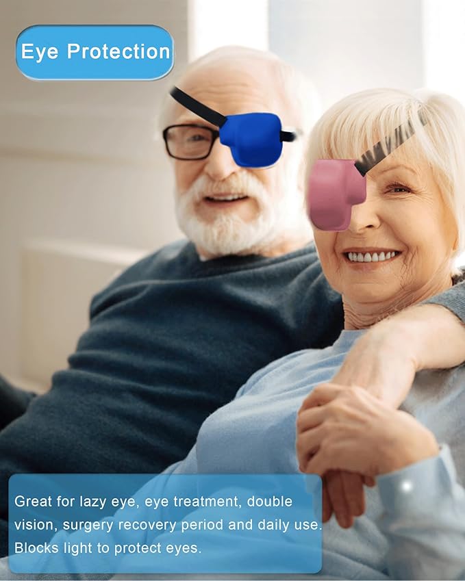 Eye Patches for Adults and Kids, 2 Pcs 3D Eye Patch Adjustable Medical Eyepatch for Lazy Eye Amblyopia Strabismus and After Surgery for Left and Right Eye Pink
