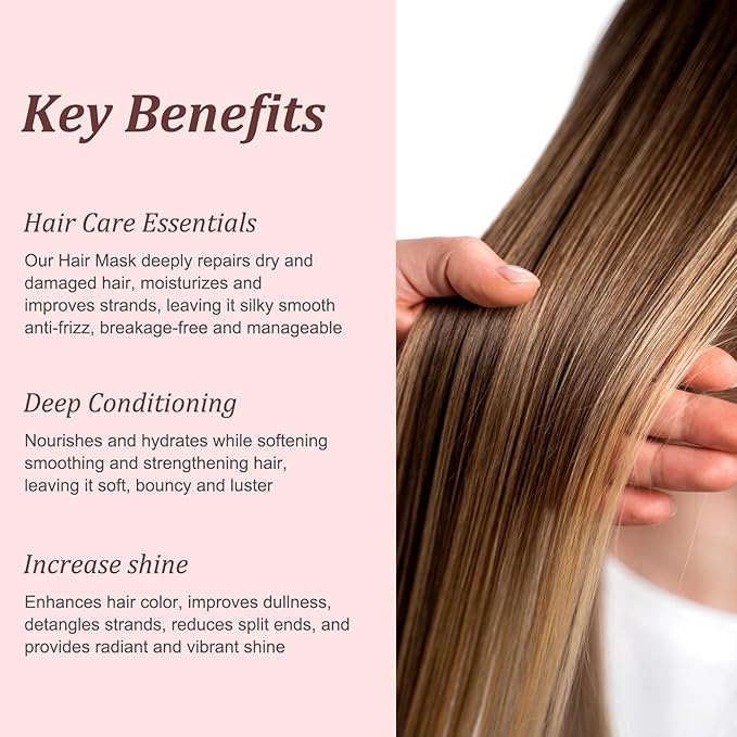 Tgideas Smooth Hydrating Hair Mask， Strengthening Shampoo ， For Dry Damaged Hair, Deep Conditioning Treatment Keratin Hair Mask,Repairs & Strengthens All Hair Types