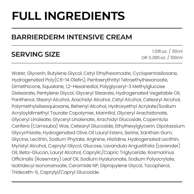 [SKIN&LAB] Barrierderm Intensive Cream 100ml, Skin Barrier Korean Face Cream Moisturizer, Panthenol, light texture, face and body cream, Gentle for All Ages (3.38 fl oz.) | Korean Skin Care