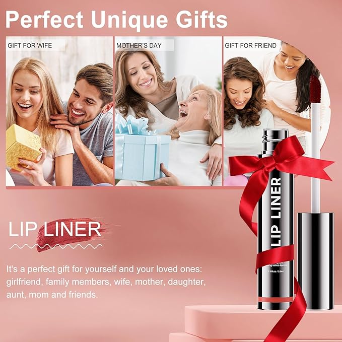 Lip Stain Peel Off, Lip Liner Moisturizing Long-Lasting & Waterproof, Transfer Proof & Plumping, Non-Stick Cup, Black Color