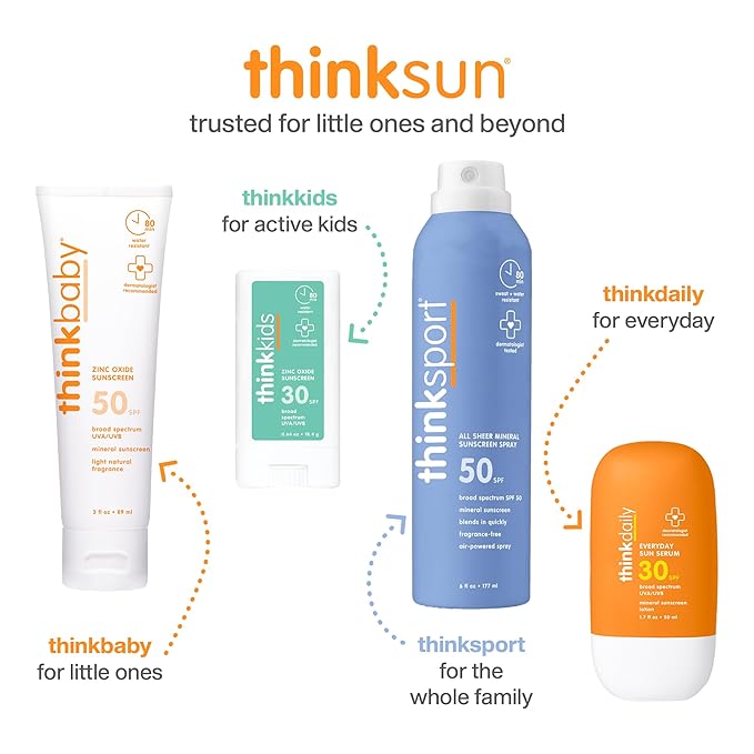 Thinksport SPF 50 Mineral Sunscreen – Safe, Natural Sunscreen for Sports & Active Use - Water Resistant Sun Cream –UVA/UVB Sun Protection – Vegan, Reef Friendly Sun Lotion, 3 Fl Oz (Pack of 1)