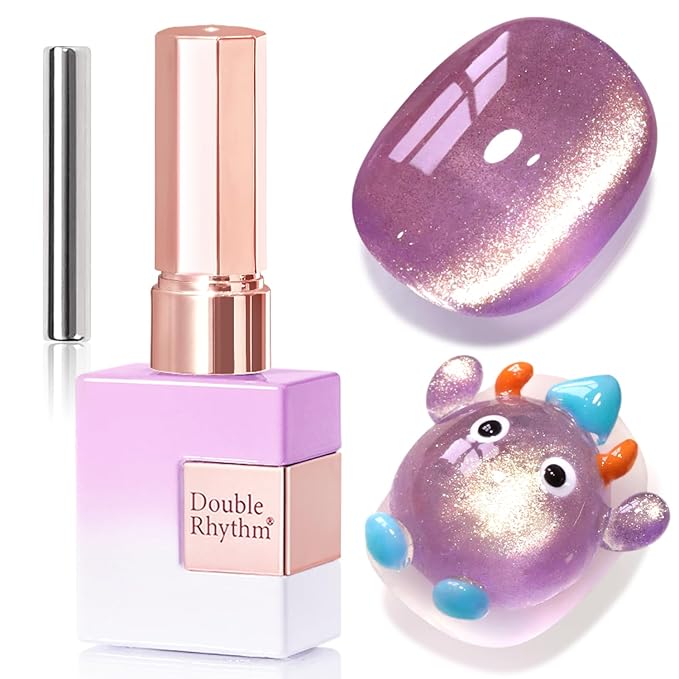 Double Rhythm 15ML Jelly Glass Cat Eye Gel Polish with Magnet Holographic Glitter Shimmer Translucent Sheer Color Salon Soak Off Magnetic Nail at Home (Lavender Purple-MC1196)