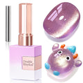 Double Rhythm 15ML Jelly Glass Cat Eye Gel Polish with Magnet Holographic Glitter Shimmer Translucent Sheer Color Salon Soak Off Magnetic Nail at Home (Lavender Purple-MC1196)