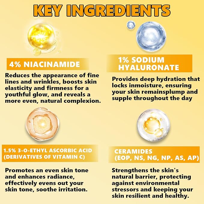 Pure 4% Niacinamide Serum for Acne Treatment for Face & Dark Spots | Brightening Face Serum with 1.5% Vitamin C | 1% Hyaluronic Acid | 1% Ceramide T5 | Made in China (4 fl.oz/120ml) Travel Pack Size