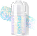 HOSAILY Roll-on Holographic Body Glitter Gel for Face Hair, Chameleon Color Changing Glitter Gel Under Light, Chunky Mermaid Sequins Festival Party Rave Accessories Shimmer Makeup (Sparkling Blue)