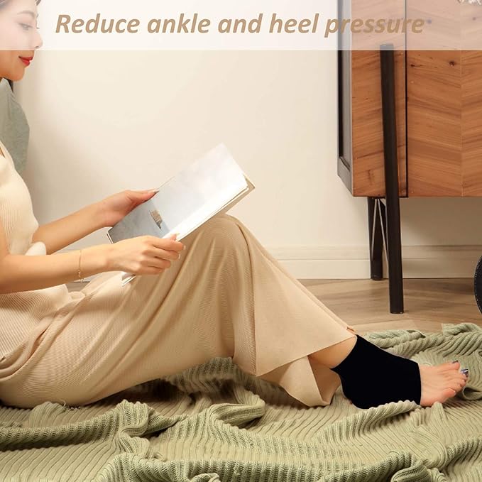 Vented Moisturizing Gel Heel Socks, 3 Pairs Toeless Spa Sock for Foot Care Treatment, Cracked Heels, Dry Feet, Foot Calluses (Black)