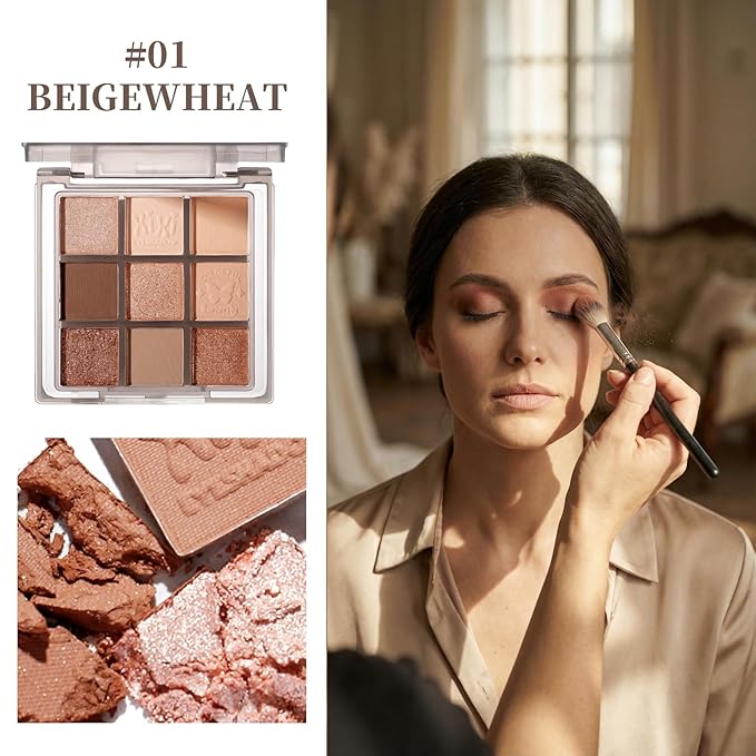 Nude Eyeshadow Palette, Color Eyeshadow Palette, Highly Pigmented, Blendable for Vibrant Everyday Looks Smokey Eyes,Neutral to Warm Tones, Versatile Matte Shimmer Shades (XI02 Oat Delight)