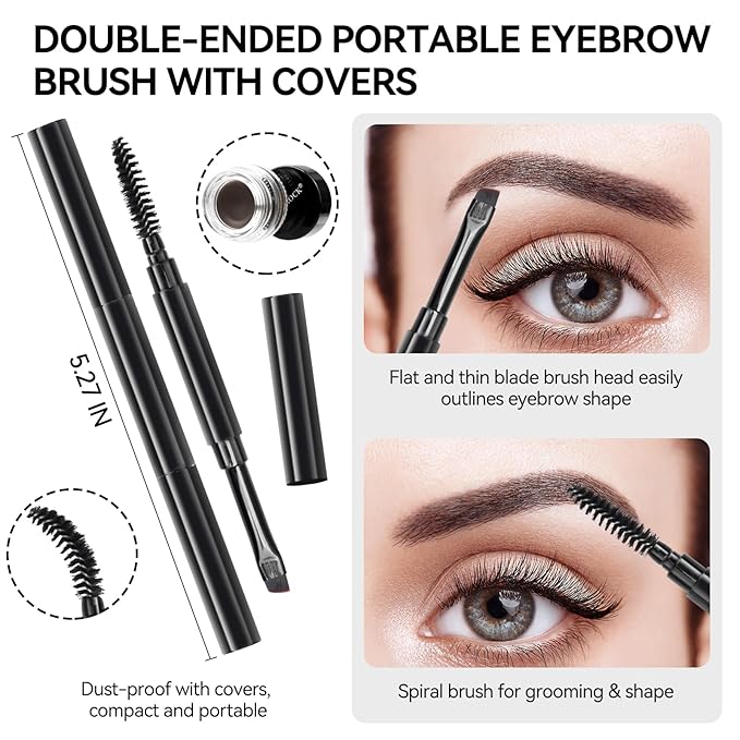 Eyebrow Pomade Pencil Liner Kit for Eyebrows Makeup with Waterproof Eyebrow Pencil, Eyeliner,Dual-ended Eyebrow Brush and Waterproof Smudge-proof Eyebrow Pomade 7g-Black Brown