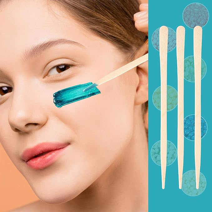 JANYUN 200 Pcs Eyebrow Wax Sticks Wax Applicator, Wood Wax Spatulas for Face and Small Hair Removal Sticks (Without Handle)