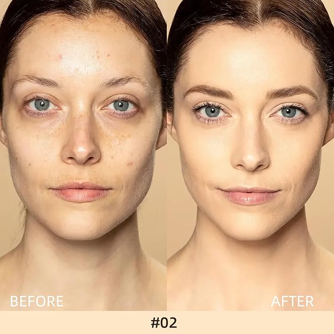 Liquid Concealer Makeup, Full Coverage Cream Face Concealer with Cushion Applicator, Highly Pigmented, Natural-Looking, Hydrating, Waterproof (#05 Natural)