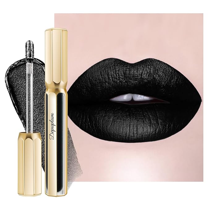 Depuplum Black Lipsticks for Women Metallic Lipstick Long Lasting Shimmer Lip Gloss Metal Shine Glitter Waterproof Lipsticks Full Coverage Lip Color for Mother's Day,DP120 Boardwalk