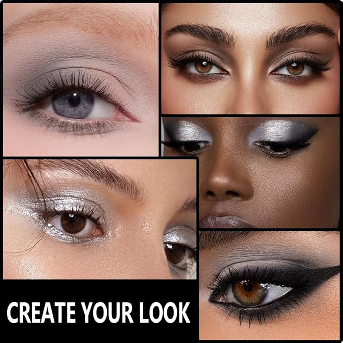 CAKAILA Smokey Black Eye Shadow Makeup Palette,15 Colors Gray Silver Dark Shimmer Matte Makeup Pallet,Long Lasting Waterproof Blendable for Daily and Halloween,Vegan,Cruelty -free