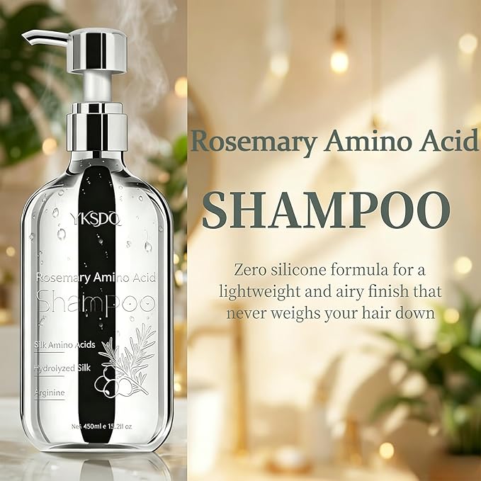 Unisex Sulfate-Free Rosemary Shampoo with Hydrolyzed Collagen & Amino Acids, Nourishing Hair & Scalp Care for Fuller-Looking Hair, Paraben-Free Formula (1)
