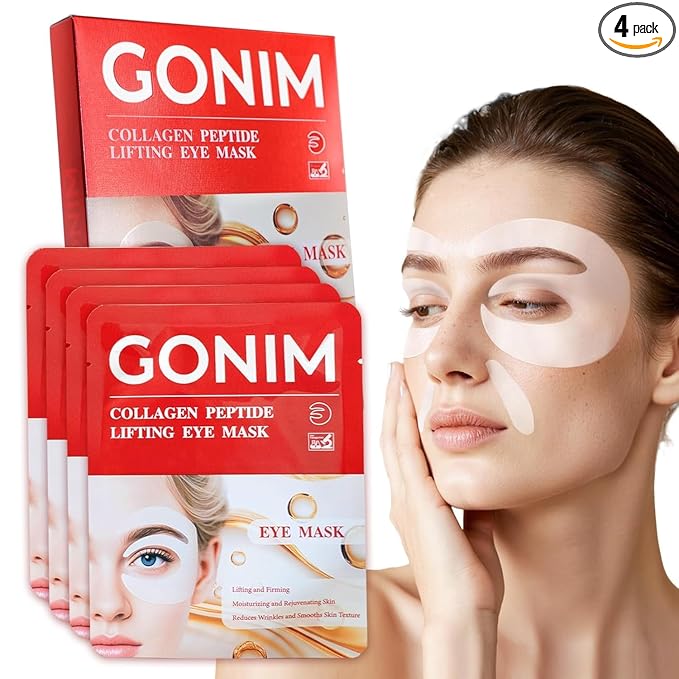 GONIM Under Eye Patches 360° Fit, Eye Mask with Collagen Peptide, Salmon DNA PDRN, Caffeine,Retinol & Niacinamide, PDRN Eye Patches for Puffy Eyes and Dark Circles, Gifts for Women, Hydrating 4 pairs