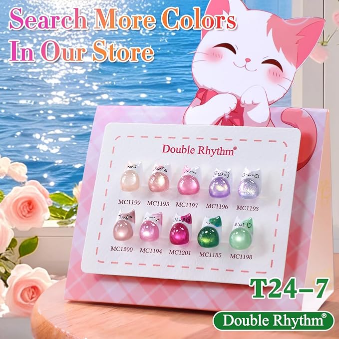 Double Rhythm 15ML Jelly Glass Cat Eye Gel Polish with Magnet Holographic Glitter Shimmer Translucent Sheer Color Salon Soak Off Magnetic Nail at Home (Lavender Purple-MC1196)