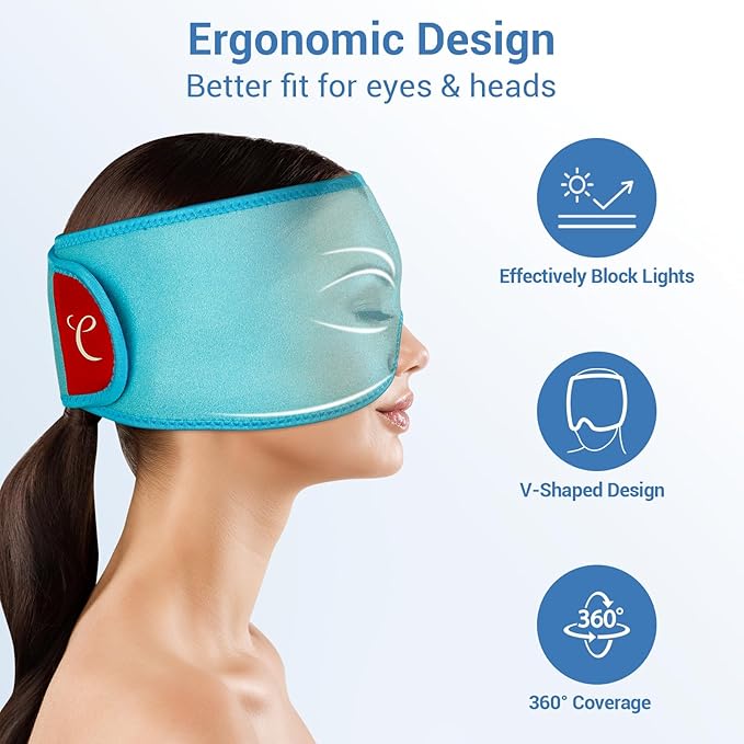 Comfytemp Cooling Eye Mask, 2PCS, Reusable Gel Ice Cold Sleeping Mask for Puffiness, Hot Cold Pack Wrap for Puffy Eyes, Dry Eyes, Headache, Migraines, Stress Relief, Post Surgery Use