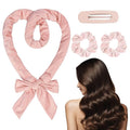 Heatless Curls Overnight Headbands for Women, Hair Rollers with Scrunchies and Clip, Soft Velvet Heatless Hair Curler for Long Hair, No Heat Damage to Hair (Pink)