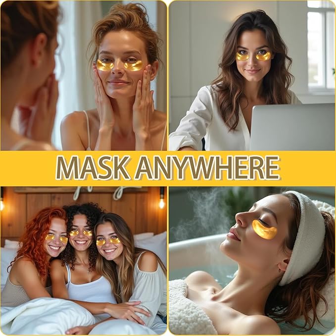 Hicream Golden Under Eye Patches - 30 pair Eye Mask Pure Gold Anti-Aging Collagen Hyaluronic Acid Under Eye Mask for Dark Circles, Puffiness & Wrinkles Refresh Your Skin