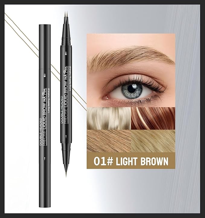 2 Pcs Microblading Eyebrow Pencil for Women, Waterproof Brow Pencil, with Eyebrow Brush, 2-in-1 Dual-Ended Eyebrow Pen for Natural Hair-Like Brows