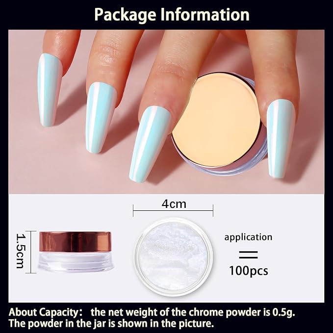 Allstarry Unicorn Chrome Nail Powder, Aurora Mermaid Iridescent White Pearl Nail Chrome Powder Pigment Glitter Fairy Dust for Nail Art, Manicure, Gel Nail Polish - Sunset Field