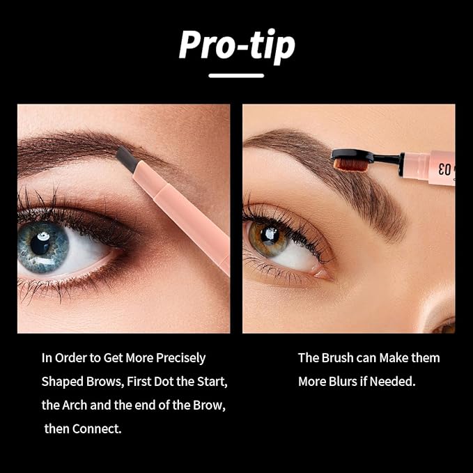USHAS 2 Pcs Eyebrow Pencil - Eyebrow Pencil with Brush 2-in-1 Dual-Ended EyeBrow Pencils for Women, Eyebrow Makeup Shaper and Filler, Last All-Day and Waterproof (02, Pack of 2)