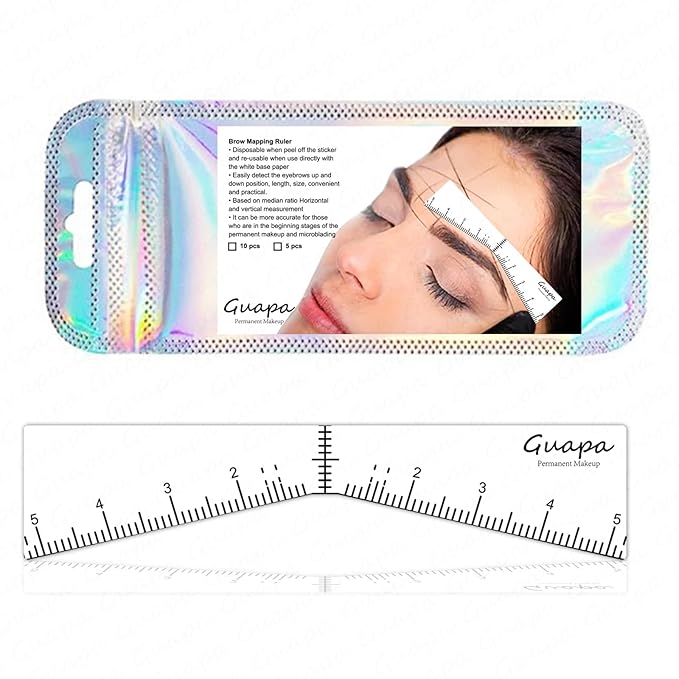 Guapa Eyebrow Ruler Stencils， Mapping Brow Tools Microblading Stickers Permanmemt Makeup Eyebrow Shaping Kit Self Adhesive Measurement Ruler for Tattoo Supplies