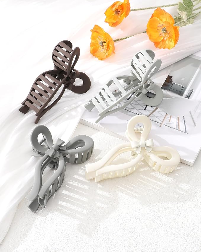 4 PCS Bow Hair Clips for Women Bow Claw Clip 5" Extra Large Hair Claw Clips for Thick and Long Hair Cute Bows Big Clip Mother’s Day Gift for Mom