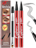 Vevivia 2 Pack Eyebrow Pen with Brush, 4 Tip&2 Tip Waterproof Eyebrow Pencils for Women, Microblading Eyebrow Pencils for All Brow Types to Create Hair-Like Brows, Non Dry Out, All-Day Wear,Grey