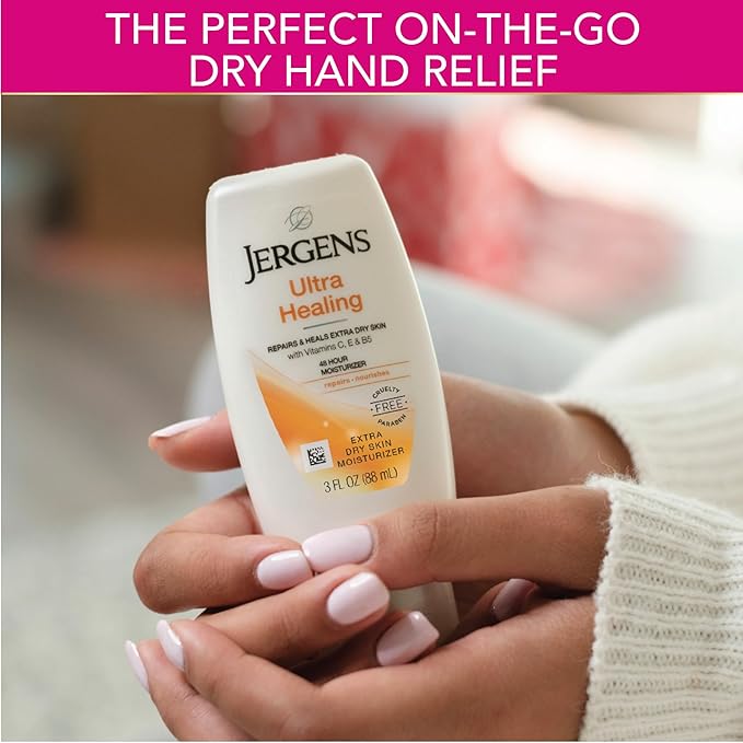 Jergens Ultra Healing Moisturizer for Dry Skin, Hand and Body Lotion, with Hydralucence Blend, Vitamins C, E and B5, 3 Oz, Pack of 8