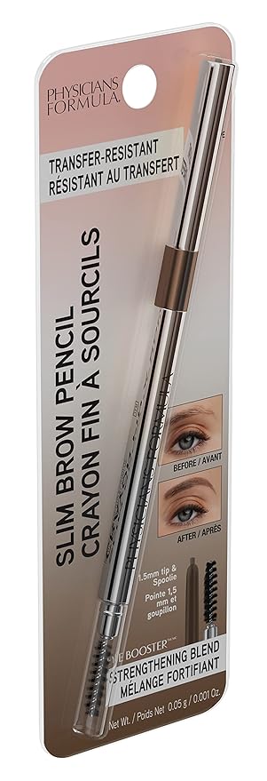 Physicians Formula Eyebrow Retractable Slim Definer Brow Pencil, Medium Brown, Dual-Sided Brow Brush, Fine Tip, Shapes, Defines, Fills | Dermatologist Tested, Clinicially Tested