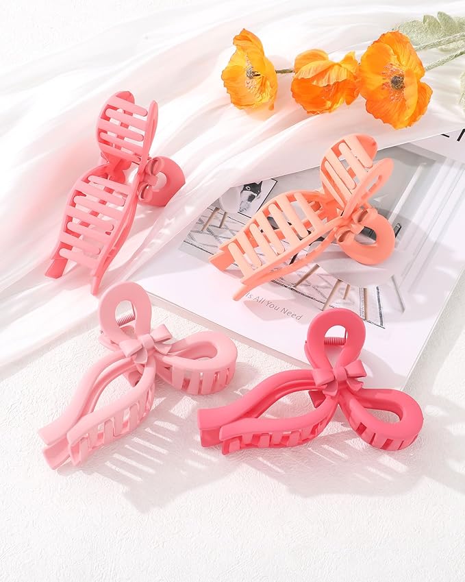 4 PCS Bow Hair Clips for Women Bow Claw Clip 5" Extra Large Hair Claw Clips for Thick and Long Hair Cute Bows Big Clip Mother’s Day Gift for Mom
