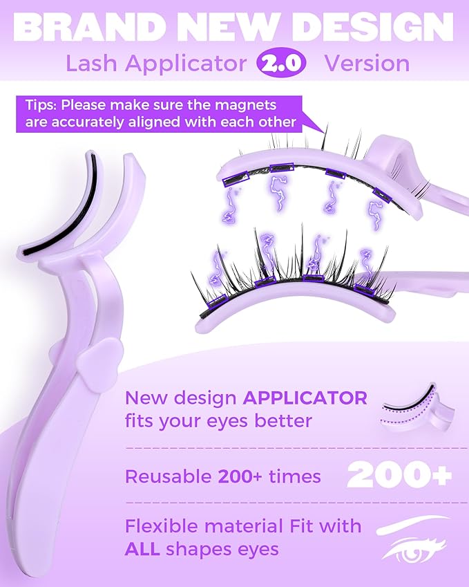 Cat Eye Magnetic Eyelashes Natural Look Wispy Magentic Lashes Reusable Magnetic Eyelashes with Applicator No Glue Needed Press on Magnetic Lashes by JIMIRE Quick to Wear by JIMIRE