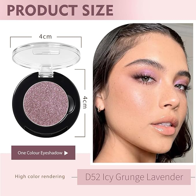 Refillable Eyeshadow Palette - Matte/Glitter/Duo-Chrome Pressed Powder & Cream Formula, Neutral/Shimmer/Smokey Multichrome, Travel-Friendly Iron Pan Refills (Glitter, D52)