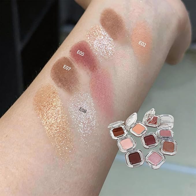 Peachy Orange Eyeshadow Palette, Single Matte Eye Shadow Palettes High Pigment Neutral Eyeshadow, Compact Pressed Powder Cream Eye Shadow for Older Women Makeup Sombra De Ojos