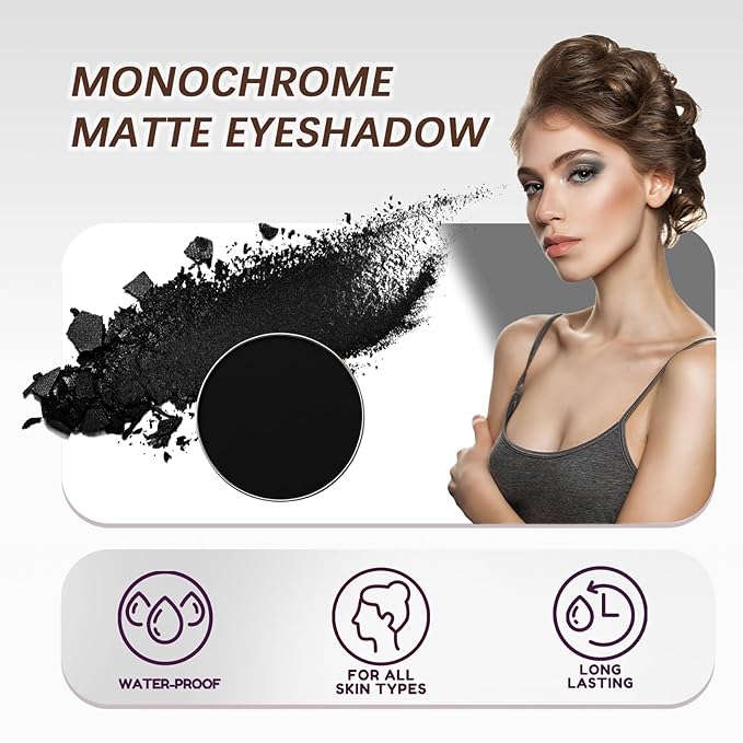 Refillable Eyeshadow Palette - Matte/Glitter/Duo-Chrome Pressed Powder & Cream Formula, Neutral/Shimmer/Smokey Multichrome, Travel-Friendly Iron Pan Refills (Matte, D58)