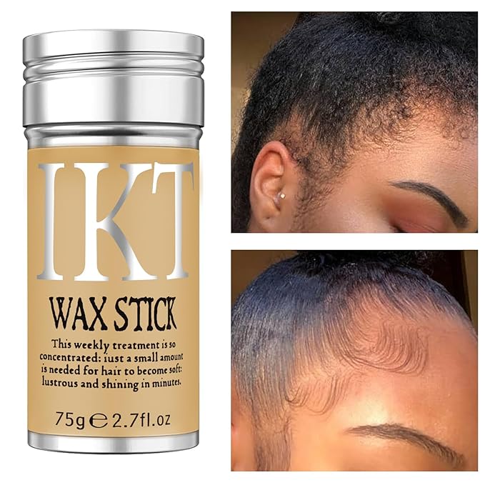 Hair Wax Stick for Wigs + 4 PCS Edge Brushes Hair Styling Comb Set, Edge Control Slick Stick Hair Pomade 2.7Oz Stick Non-greasy Styling Wax, Long Lasting, Strong Hold Temporary Hair Product