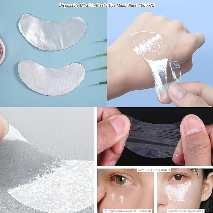 GELMAY 700PCS Face Neck Eye Nose Lip Foot Hand Disposable Plastic Mask Sheet, Ultra-Thin Transparent Facial Masks Skincare Paper Film DIY Spa Wrapped Moisturizing Patch Prevent Evaporation
