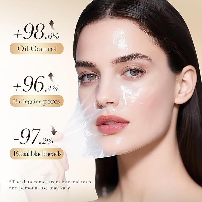 Rice Raw Pulp Peel-Off Facial Mask, Moisturizing, Clean & Control Oil, Gently Remove Blackheads Tear-Off Peel off Lifting Face Mask, Deep Nourishment & Pore Tightening for All Skin Types