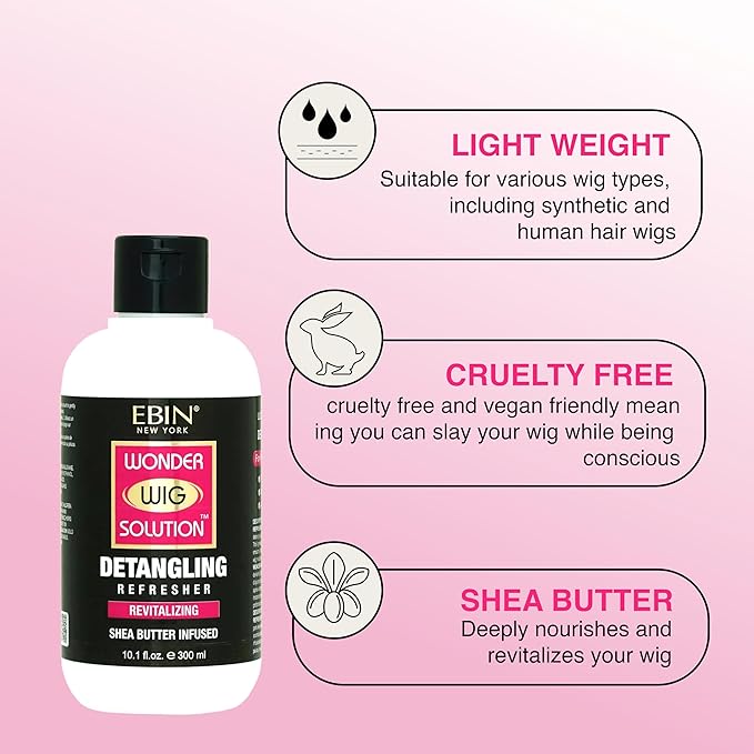 Wonder Wig Solution Detangling Refresher Cream 10.1oz for Wig | Protecting Hair and Gives Hydration with Shea Butter Infused Formula, Moisturizing and Soften Hair, Detangler Hair with High Shine