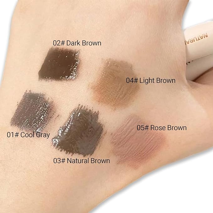 Erinde 2PCS Tinted Eyebrow Gel, Micro-Precision Adjustable Angle Brush Tinted Brow Gel, Waterproof Long-Lasting Smudgeproof Eyebrow Mascara Brow Tint for Natural Brow Makeup, 03 Natural Brown