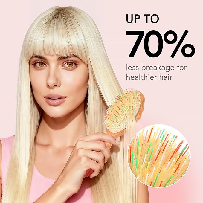 Boar Bristle Hair Extension Brush for Women Girls -Hairbrush for Extensions and All Hair Types, Loop Brush for Restore Natural Shine, Frizz Control, Smooth & Detangle