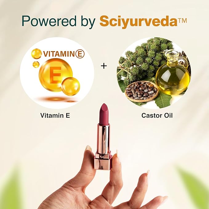 NOURISH MANTRA Creamy Matte Lipstick - Jaipur Dawn | Non-drying, Highly Pigmented | Matte Finish | Enriched with Castor Oil & Vitamin E | Lipstick for Women | 4 g